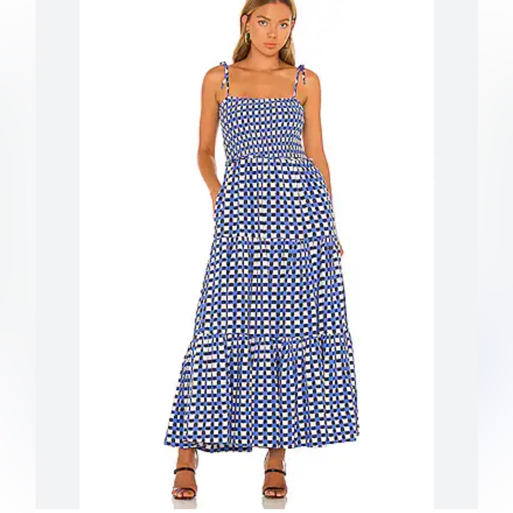 Solid and Striped The Indigo Dress in Blackout, Poolside & Marshmallow Size LG